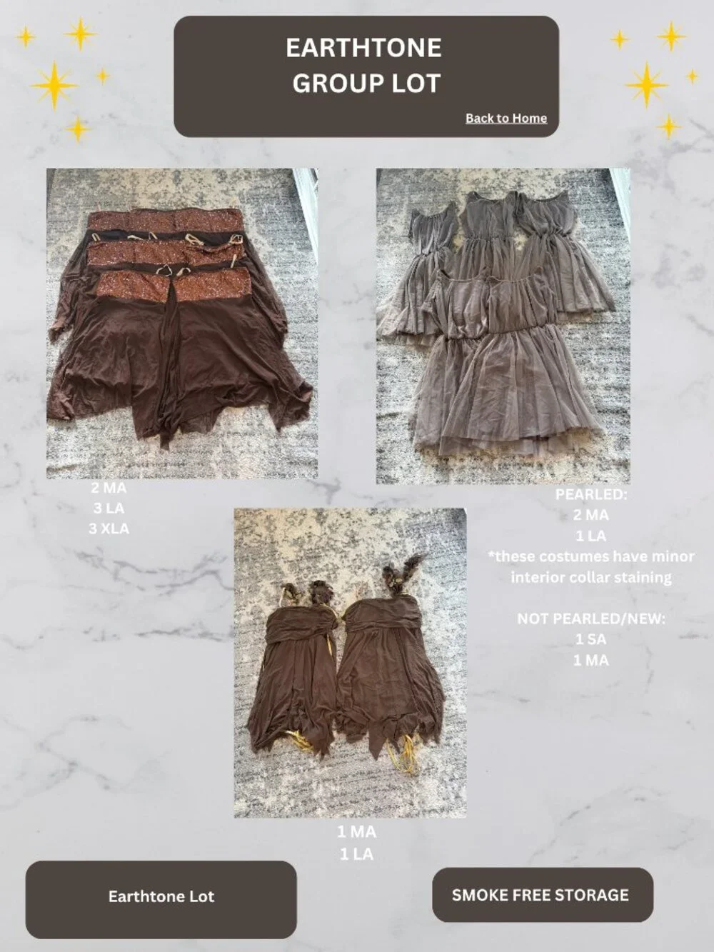 Lyrical/Contemporary Dance Costume Group Lot: Browns & Greys: 15 pieces